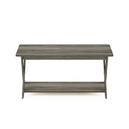 Furinno Modern Coffee Table with X-Legs, 35.4-Inch Grey Oak
