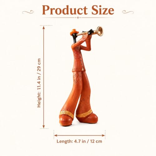 Nostalgic Jazz Trumpet Player Figurine Resin Retro Trumpeter Sculpture Home Office Decor - Orange-Trumpet