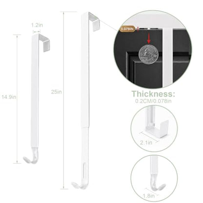 Adjustable Over-the-Door Wreath Hanger 22lb Heavy Duty, White, No Tools