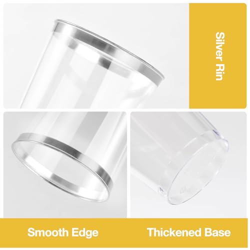 14oz Silver Plastic Cups for Party - 50PCS Disposable Silver Cups