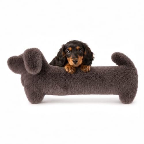 Gray Dachshund Pillow, 25-Inch Long Plush Sausage Dog for Home Decor & Cuddling