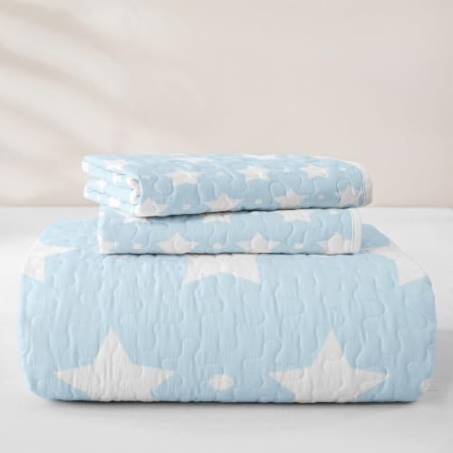 Feelyou Blue White Stars Print Quilt Bedspread Twin Size Bedding - Variation 01