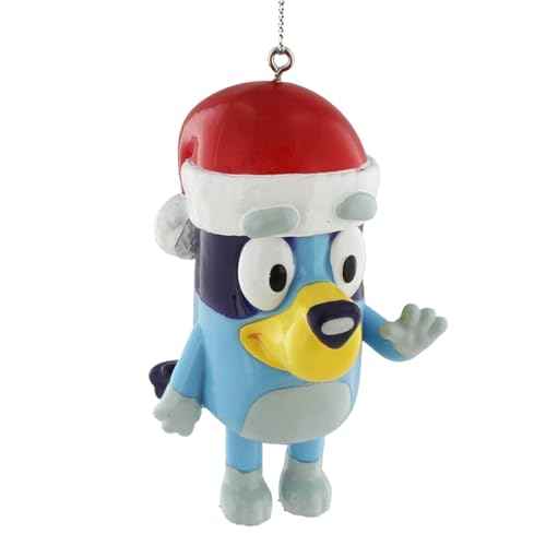 Kurt S. Adler Bluey with Santa Hat Christmas Holiday Ornament Set Gift Boxed (One Size, Blue)