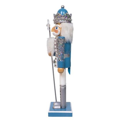 Decorative Blue & Platinum Nutcracker - 15 Inch Holiday Centerpiece