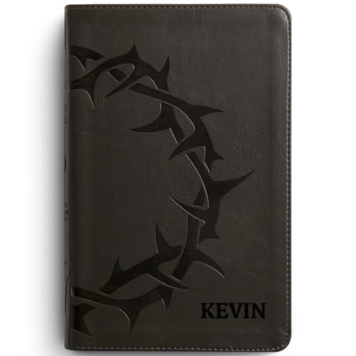 Personalized Small Print ESV Bible with Black Faux Leather Cover - Crown of Thorns Black Variation