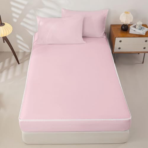 Pink Zipper Bedding Comforter Set - Full Size with Pillowcases & Fitted Sheet - Baby Pink