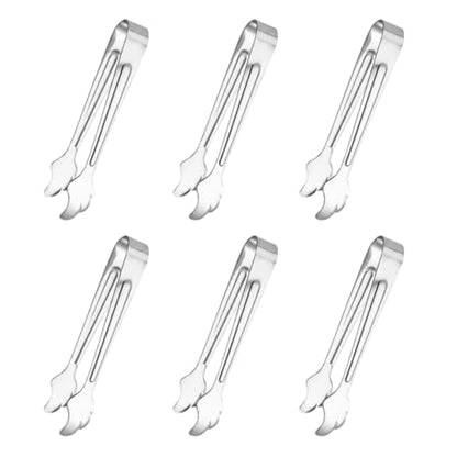 6-Piece Stainless Steel Ice Tongs Set - Mini 4.33 Inch Serving Utensils