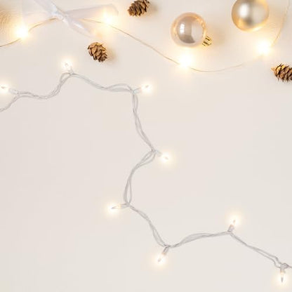 Mini Incandescent Christmas Lights - Clear - 4 ft White Wire - 20 Count
