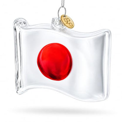 Japan Flag Glass Christmas Ornament Handcrafted Holiday Decoration