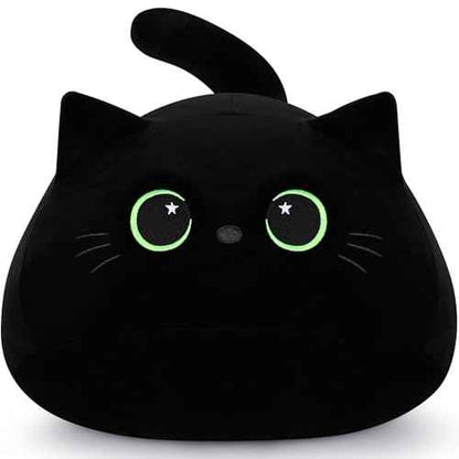 19'' Black Cat Plush Toy- Giant Black Cat Stuffed Animal, Large Plushie Toy Kawaii PlushiesGreen Star Eyes Cat Plush Pillow, Decor Plush Toys Plushie Christmas Birthday Gift for Kids