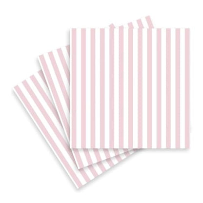 Light Pink Disposable Cocktail Napkins - 5x5 Inch, 100 Count, Pink Striped Design