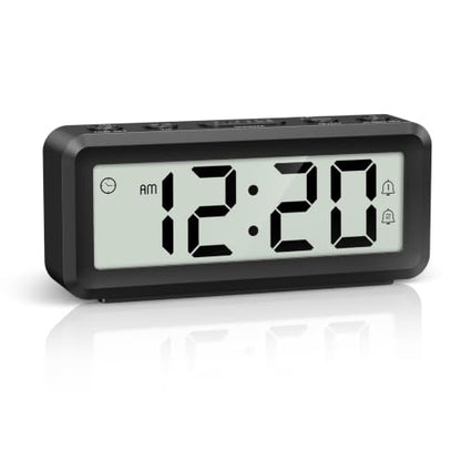 Mini Digital Alarm Clock with Dual Alarms Battery Operated - Black