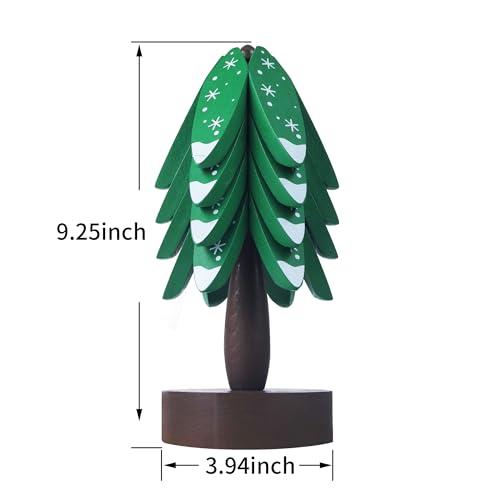 Wood Christmas Coasters Set with Tree Holder, 4 Natural Beech Holiday Drink Protectors