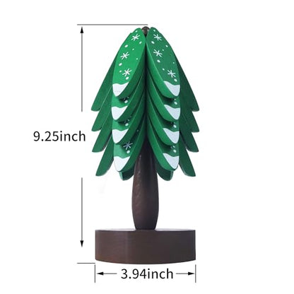 Wood Christmas Coasters Set with Tree Holder, 4 Natural Beech Holiday Drink Protectors