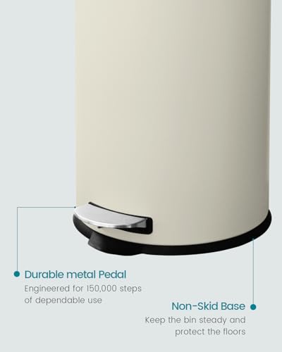 30L Pedal Trash Bin with Soft Close Lid and Removable Inner Bucket - Beige