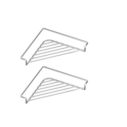 2pcs Stainless Steel Corner Sink Shelf with Triangular Wire Rack Kitchen Organizer