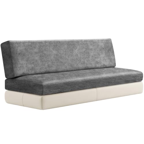 Leather Look RV Couch Cover for Jackknife Sofa - Dark Grey 1 Set