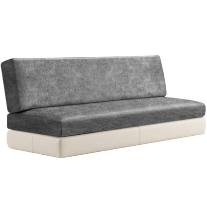 Leather Look RV Couch Cover for Jackknife Sofa - Dark Grey 1 Set