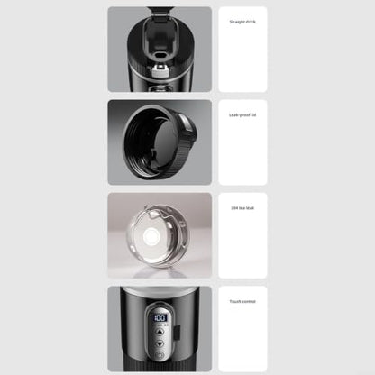 Portable 12V/24V Travel Mug with LCD Touch Control - Black, 500ml Stainless Steel