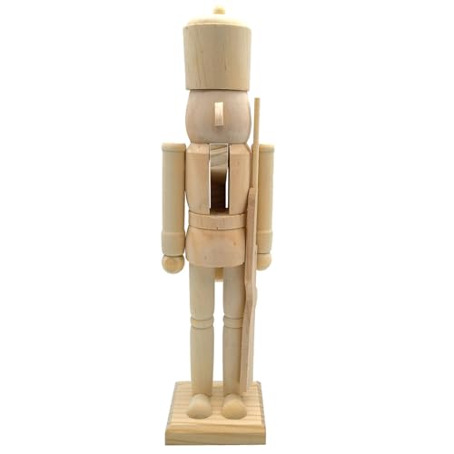 Unfinished Christmas Nutcrackers Figurine - Wooden Craft Decor, 38cm, Variation A