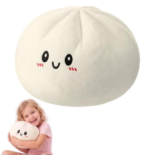 8.5-Inch Plush Dumpling Stress Relief Pillow - Funny Squeeze Toy, White