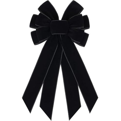Black Velvet Christmas Bow Tree Topper 11x20 Inches for Holiday Decor