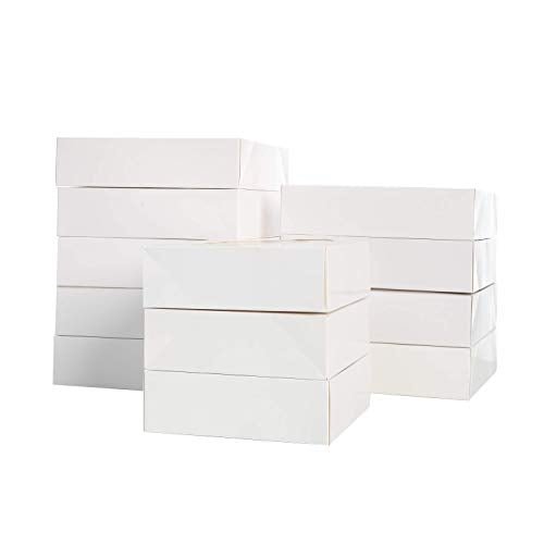 Christmas Cookie Bakery Boxes with Window and Stickers - 15 Pack, 10 Inch White Pastry Packaging