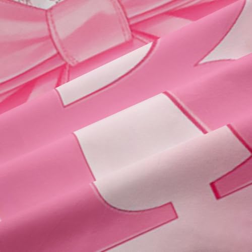Pink Bowknot Blackout Curtains with Initials - Room Decor, Personalized