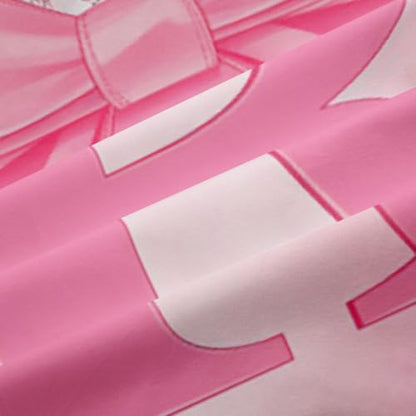 Pink Bowknot Blackout Curtains with Initials - Room Decor, Personalized