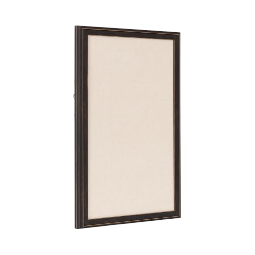 Black Linen Fabric Pinboard 15x24 Inch Wall Bulletin Board with Stepped Frame