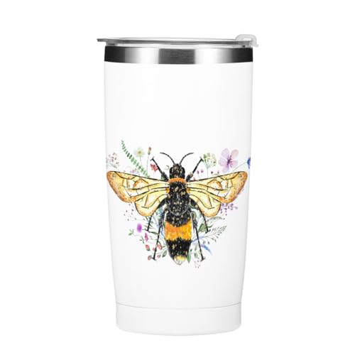 Bee Gifts Cute Bees Tumbler 20oz Stainless Steel Travel Cup with Lid - Bees Themed Gift for Women Men Children Variation of Bee Cute 1123