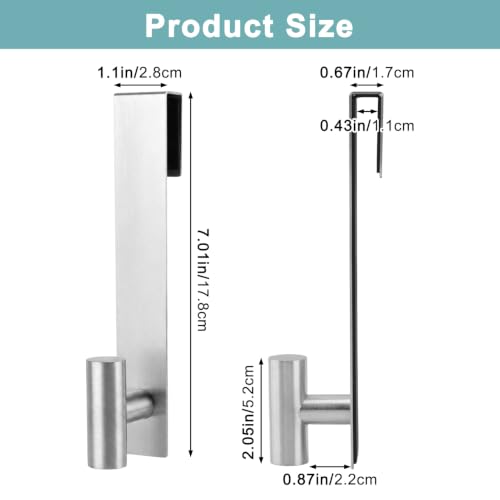 Silver Stainless Steel Shower Door Hooks 2 Pack - Rustproof Bathroom Towel Hangers