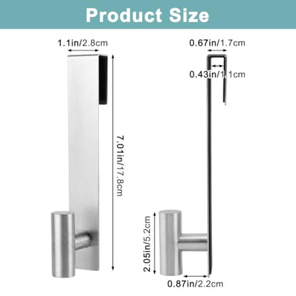 Silver Stainless Steel Shower Door Hooks 2 Pack - Rustproof Bathroom Towel Hangers