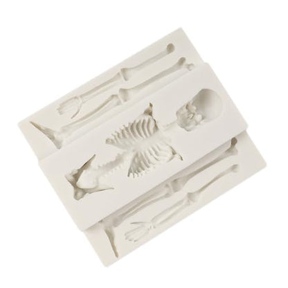 Halloween Skull Skeleton Fondant Mold - Silicone Cake Decor Tool - Style A