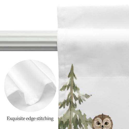 Forest Green Bear Deer Fox Rabbit 3-Piece Swag Kitchen Curtain Set - Rustic Animal Window Valances & Tiers