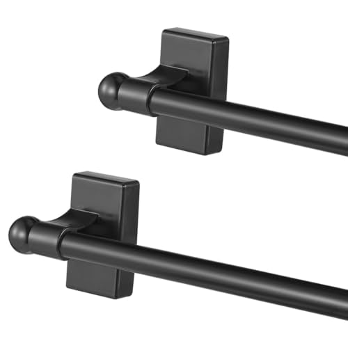 Magnetic Door Curtain Rod - Adjustable Black Metal Rod for Metal Doors & Windows