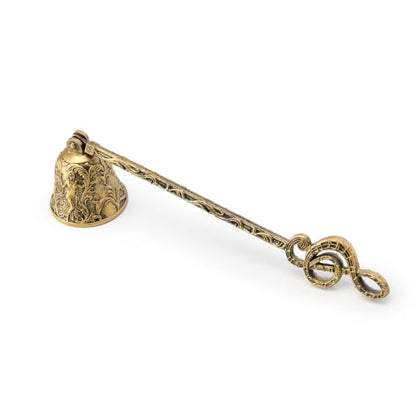 Vintage Brass Musical Note Candle Snuffer with Long Handle - Gold