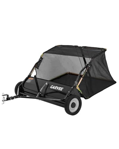48-Inch Tow Behind Lawn Sweeper with 16 Cu.Ft Capacity and Adjustable Brush - Black