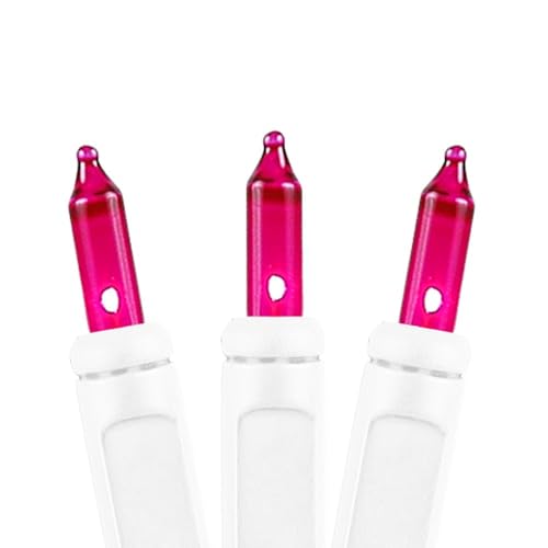Pink Incandescent Christmas Mini String Lights - 11 Feet, 50 Bulbs