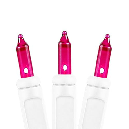 Pink Incandescent Christmas Mini String Lights - 11 Feet, 50 Bulbs