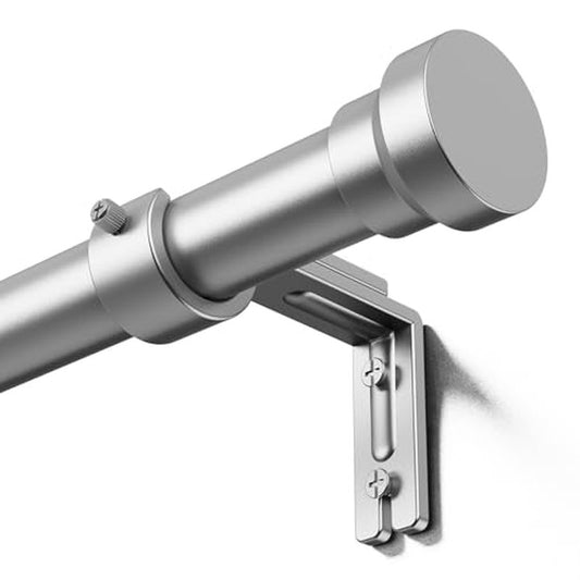 YaFex Curtain Rods 32-170 Inch, Heavy Duty 1 Inch Adjustable Curtain Rod for Windows, Silver Extra Long Window Treatment Rods, Modern Design, Easy Installation