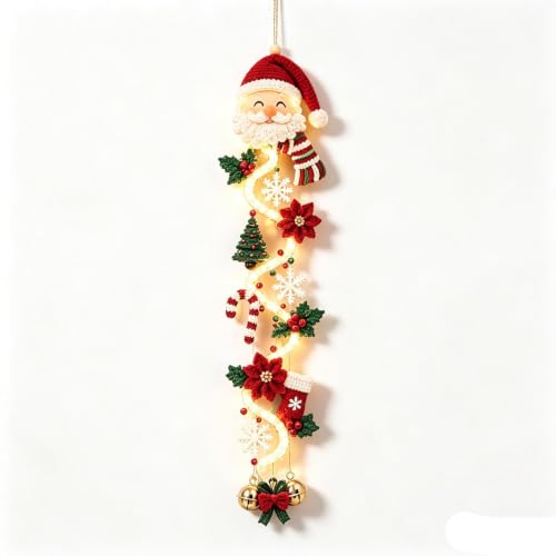 Lighted Christmas Door Hanger Glowing Wreath with Warm LED Lights - Type A