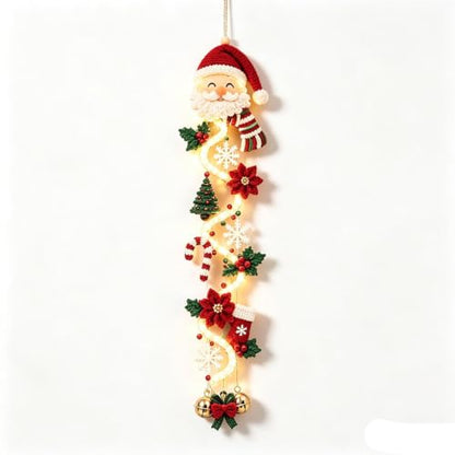 Lighted Christmas Door Hanger Glowing Wreath with Warm LED Lights - Type A