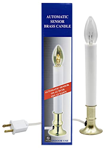Electric Window Candle Lamp with Brass Base - Dusk to Dawn Sensor - 6 Pack - Original