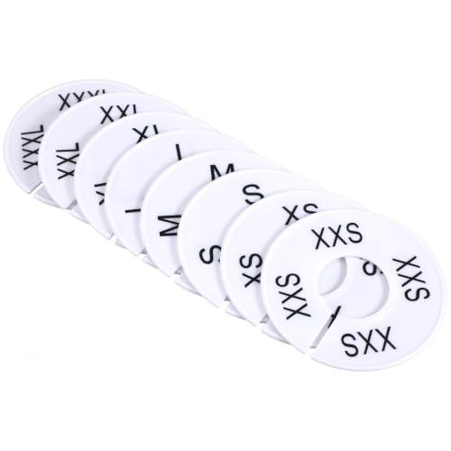 8 Pcs Clothing Size Dividers, Round Closet Dividers Plastic (White) - 9 cm Diameter, 8 Sizes