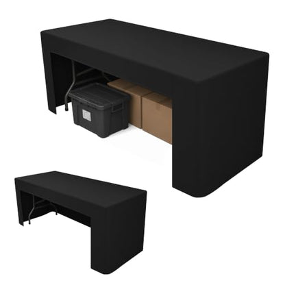Black Open Back Fitted Rectangle Tablecloth for 6ft Tables - 2 Pack, 30x72 Inches