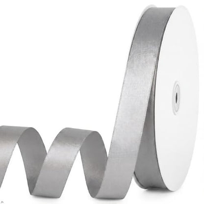Silver Double Face Satin Ribbon 1 Inch x 50 Yards for Crafts Gift Wrapping