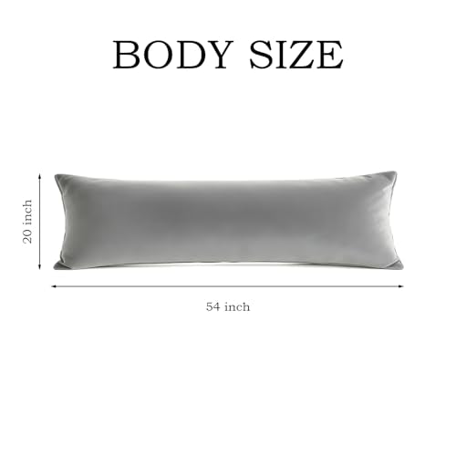 Set of 2 Light Gray Microfiber Body Pillowcases 20x54 - Bed & Holiday Decor