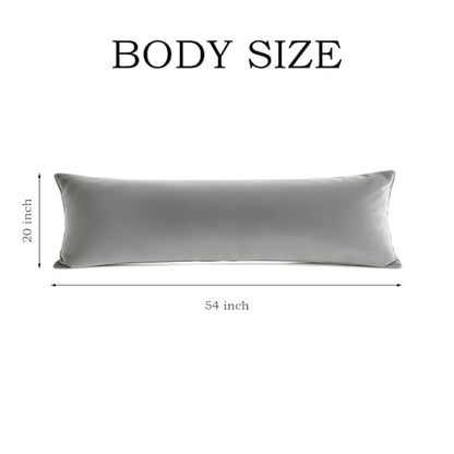 Set of 2 Light Gray Microfiber Body Pillowcases 20x54 - Bed & Holiday Decor