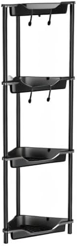 Orimade Rustproof 4-Tier Corner Shower Caddy Organizer - Durable Plastic & Metal, Black | 10.8 x 10.8 x 44.6 Inches